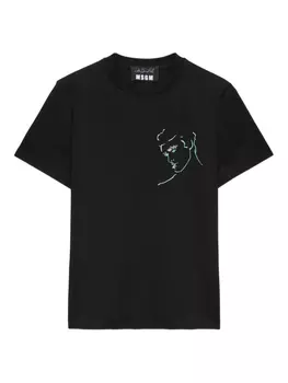Футболка с вышитым мотивом MSGM, черный
