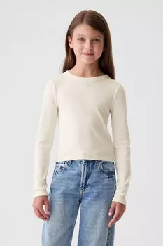 Футболка с вышитым рисунком в рубчик (4 13 лет) Gap, бежевый