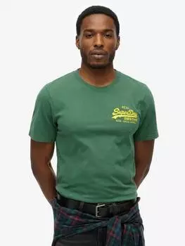 Футболка с вышитым винтажным логотипом Superdry, цвет International Pine/Yellow