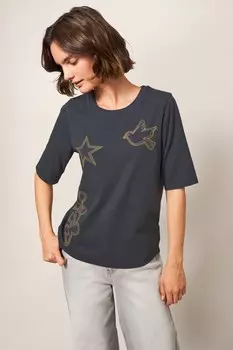 Футболка с вышивкой аннабель White Stuff, серый