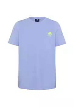 Футболка с вышивкой этикетки POLO SYLT, цвет Brunnera Blue