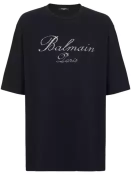 Футболка с вышивкой BALMAIN, черный