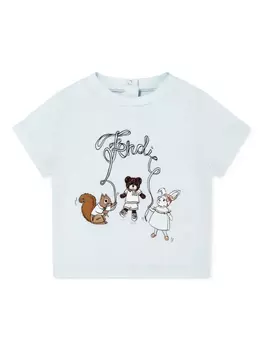 Футболка с вышивкой Fendi Kids, синий