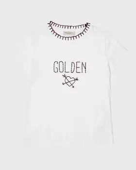 Футболка с вышивкой Girl's Journey, размер 4–10 Golden Goose, цвет Optic White