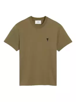 Футболка с вышивкой Heart Friend AMI Paris, зеленый