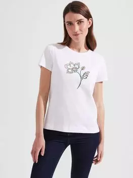 Футболка с вышивкой Hobbs Jamie, белый/разноцветный