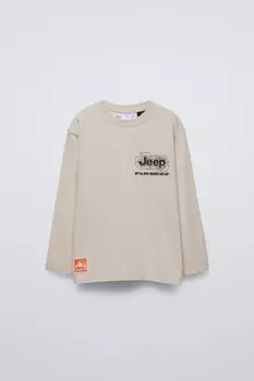 Футболка с вышивкой jeep ZARA, экрю