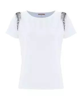 Футболка с вышивкой камнями и бисером Kocca, белый