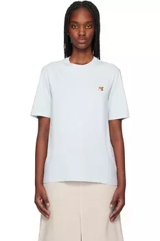 Футболка с вышивкой лисьей головы Regular Maison Kitsun, синий