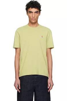 Футболка с вышивкой лисьей головы Regular Maison Kitsun, цвет canvas