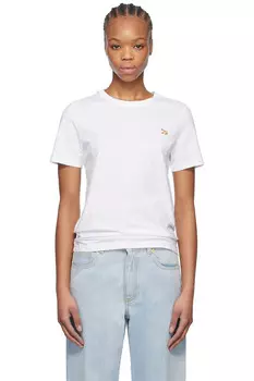 Футболка с вышивкой лисёнка Maison Kitsun, белый