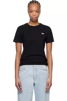 Футболка с вышивкой лисёнка Maison Kitsun, черный