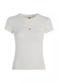 Футболка с вышивкой логотипа, женская TOMMY Jeans, цвет Ybh Ancient White