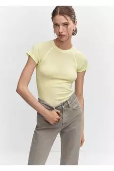 Футболка с вышивкой Mango, экрю