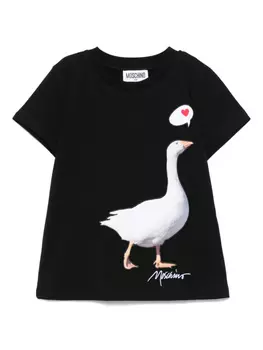Футболка с вышивкой Moschino Kids, черный