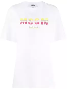Футболка с вышивкой пайетками MSGM, белый