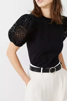 Футболка с вышивкой Rosana Anges French Connection, черный