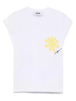 Футболка с вышивкой «солнце» MSGM, белый