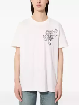 Футболка с вышивкой тигра KENZO, нейтральный