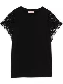 Футболка с вышивкой TWINSET, черный
