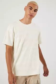 Футболка с вышивкой в полоску Forever 21, кремовый