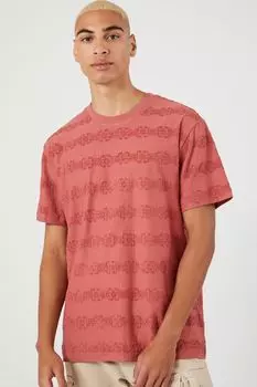 Футболка с вышивкой в полоску Forever 21, ржавый