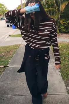 Футболка с вышивкой в полоску ZARA, цвет Stripes