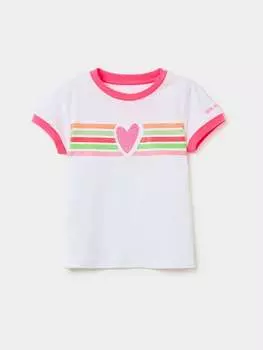 Футболка с вышивкой в виде сердца и блестящим принтом Love Therapy, цвет optical white