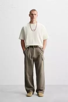 Футболка с вышивкой ZARA, экрю