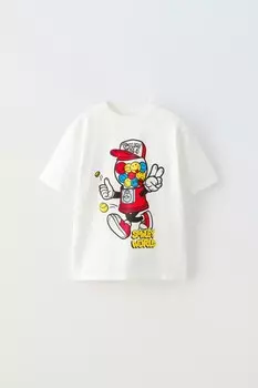 Футболка с высоким деталем smileyworld happy collection ZARA, белый