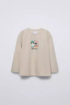 Футболка с высоким лозунгом ZARA, экрю