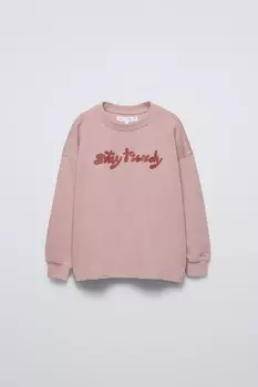 Футболка с высоким лозунгом ZARA, розовый