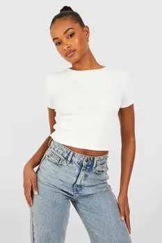 Футболка с высоким ребком Boohoo, экру