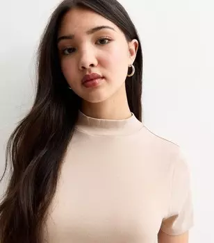 Футболка с высоким воротником для девочек New Look, светло-коричневый