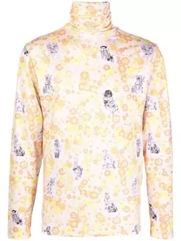 Футболка с высоким воротником и цветочным принтом Liberal Youth Ministry, желтый