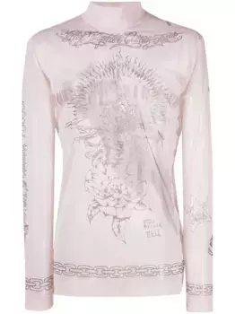 Футболка с высоким воротником и графичным принтом Givenchy, нейтральный