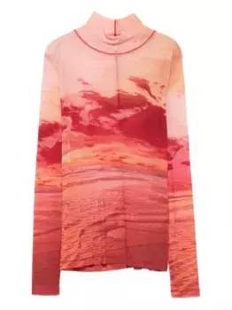 Футболка с высоким воротником и принтом Maison Kitsun, оранжевый