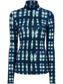 Футболка с высоким воротником и принтом тай-дай Proenza Schouler White Label, синий