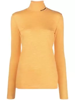 Футболка с высоким воротом и принтом логотипа Jil Sander, оранжевый