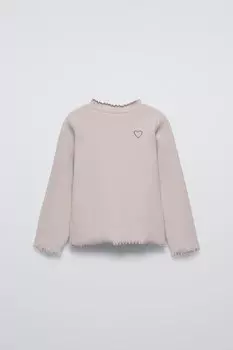 Футболка с высоким воротом в ребре ZARA, цвет stone