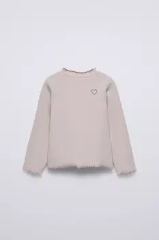 Футболка с высоким воротом в ребре ZARA, цвет stone