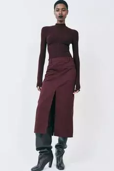 Футболка с высоким воротом ZARA, бордовый