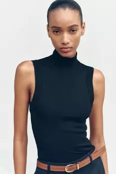 Футболка с высоким воротом ZARA, черный