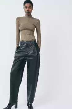 Футболка с высоким воротом ZARA, норковый мергель