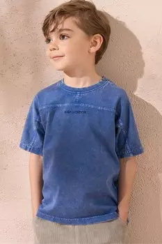 Футболка с выстиранным узором Evan Ooke Angel & Rocket, синий