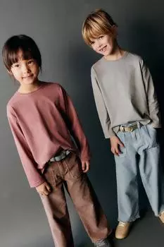 Футболка с вытяженным эффектом ZARA, бургундия