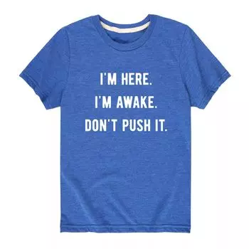 Футболка с забавным рисунком «I'm Awake Don't Push It» для мальчиков 8–20 лет Licensed Character