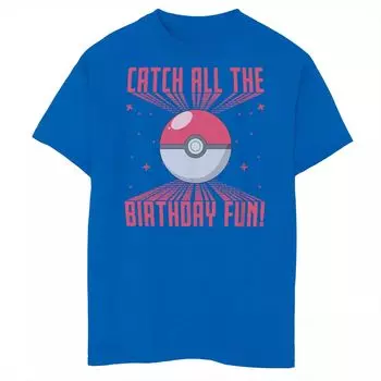 Футболка с забавным рисунком на день рождения для мальчиков 8–20 лет Pokemon Catch All The Birthday Licensed Character