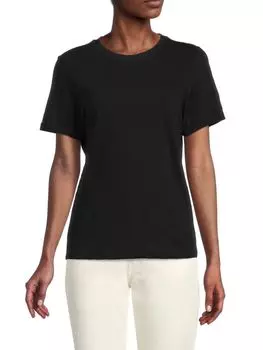 Футболка с закатанными манжетами Saks Fifth Avenue, черный