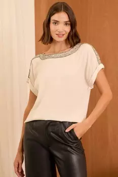 Футболка с закатанными рукавами Love & Roses, белый